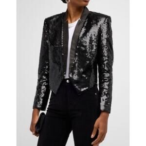 Veronica Beard Delony Sequin Crop Black Jacket size 0 NWT